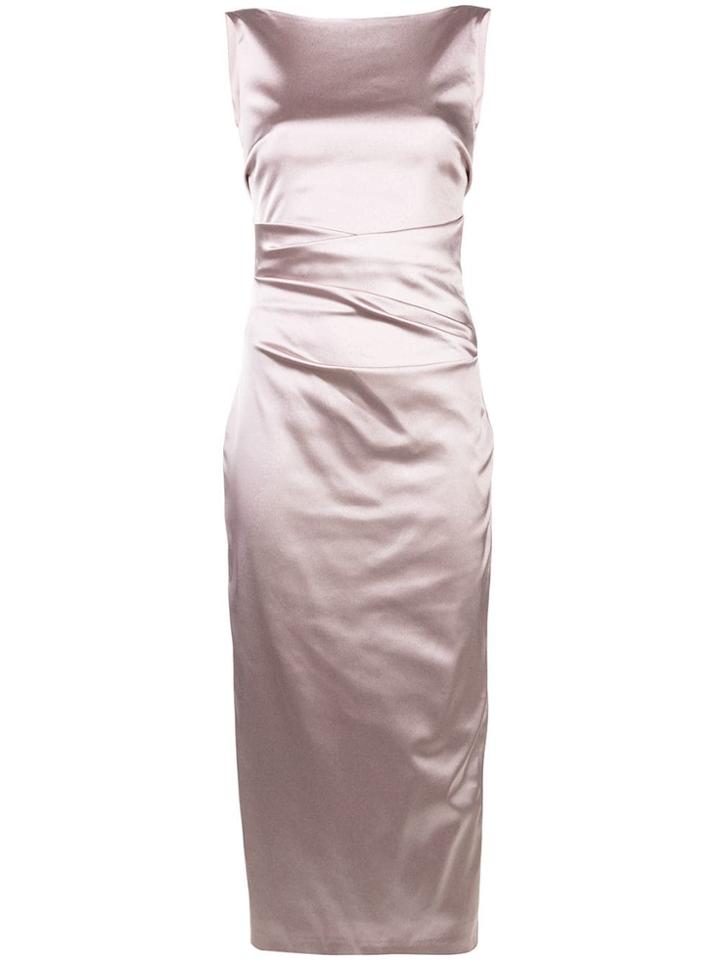 Talbot Runhof Draped Satin Dress - Pink