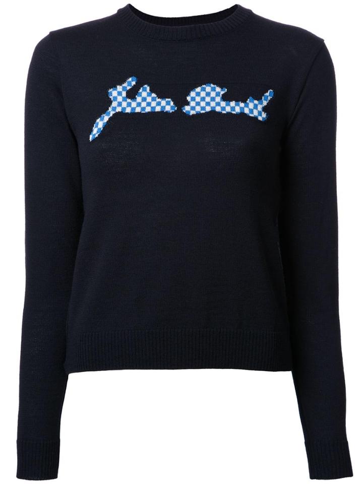 Julien David Checked Intarsia Detail Jumper - Black
