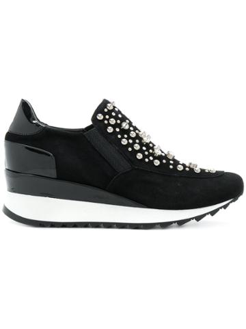Loriblu Crystal-embellished Wedge Sneakers - Black