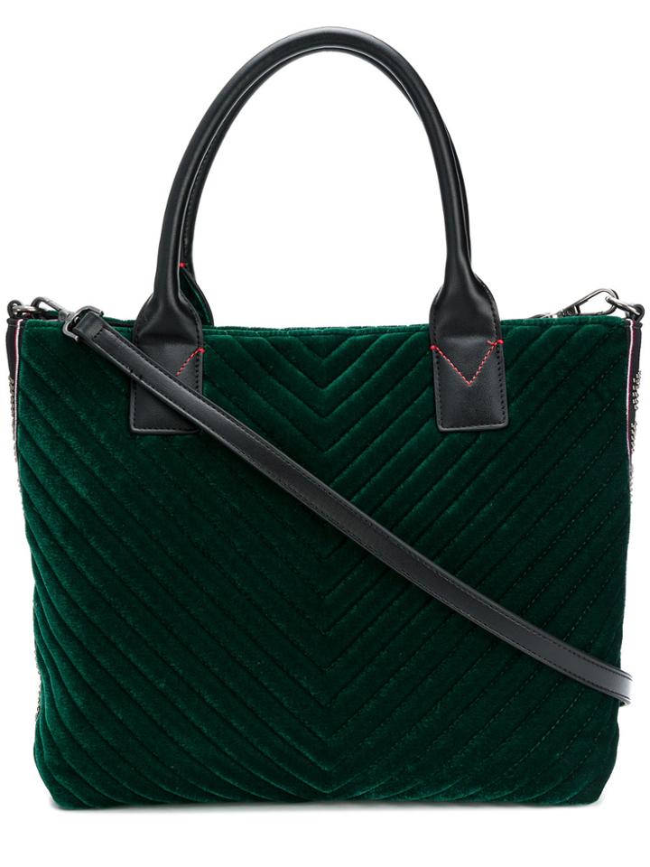 Pinko Medium Velvet Shopping Bag - Green