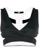 Karl Lagerfeld Cropped V-neck Top - Black