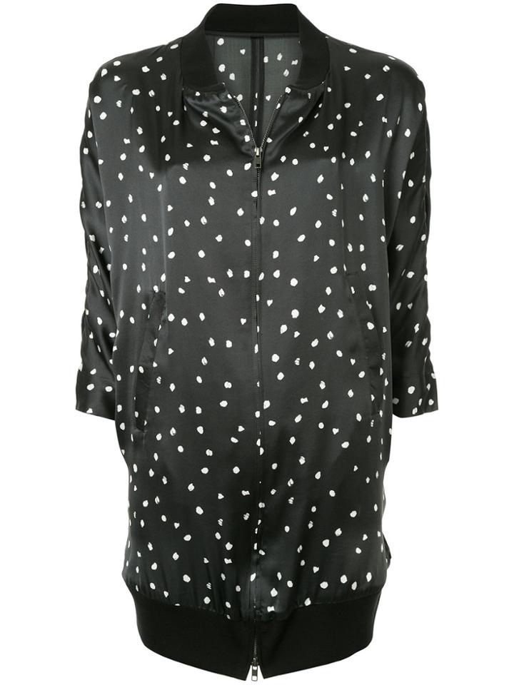 Ann Demeulemeester Petal Print Oversized Bomber Jacket - Black