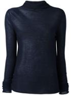 Kristensen Du Nord Roll Neck Transparent Top, Women's, Size: 1, Blue, Silk/cashmere