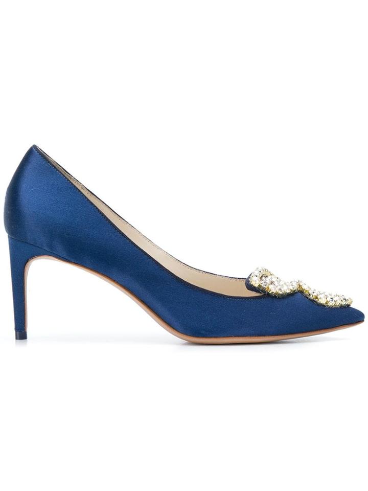 Sophia Webster Bibi Butterfly 100 Pearl-embellished Pumps - Blue