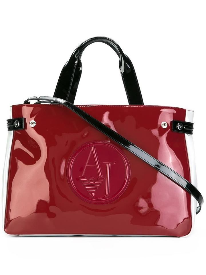 Armani Jeans Medium 'grigi' Tote, Women's, Red, Polyester/viscose/pvc