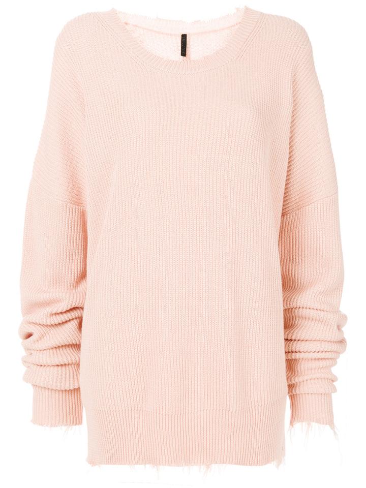 Unravel Project Distressed Ribbed Jumper - Pink & Purple