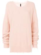Unravel Project Distressed Ribbed Jumper - Pink & Purple