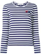 Comme Des Garçons Play Striped Longlseeved T-shirt, Women's, Size: Medium, Blue, Cotton