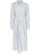 Loewe Striped Belted Silk Shirtdress - White