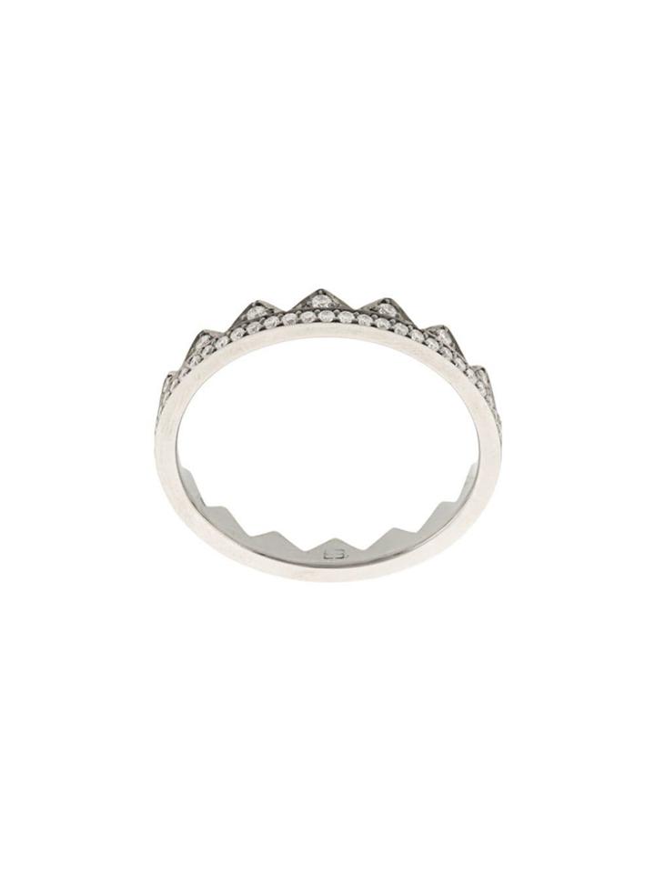 Eva Fehren 18kt Black Gold Crown Diamond Ring - Silver