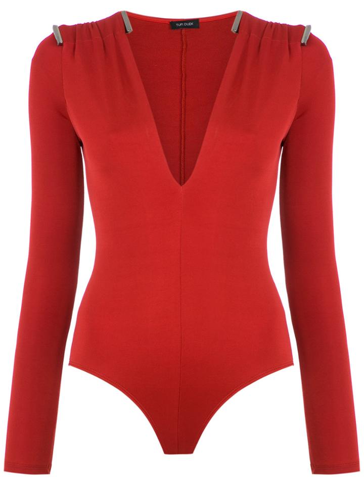 Tufi Duek Embellished Bodysuit - Red