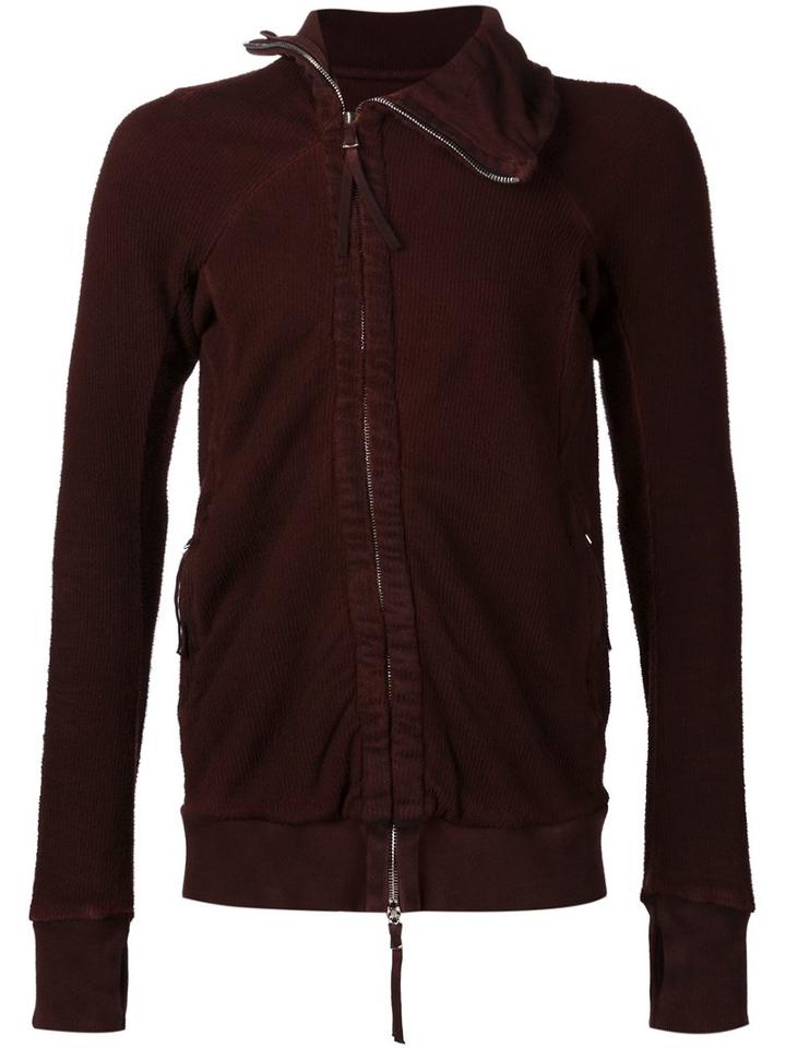Boris Bidjan Saberi Zipped Sweatshirt, Men's, Size: Medium, Red, Cotton