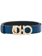 Salvatore Ferragamo - Large Double Gancio Belt - Women - Leather - 100, Blue, Leather