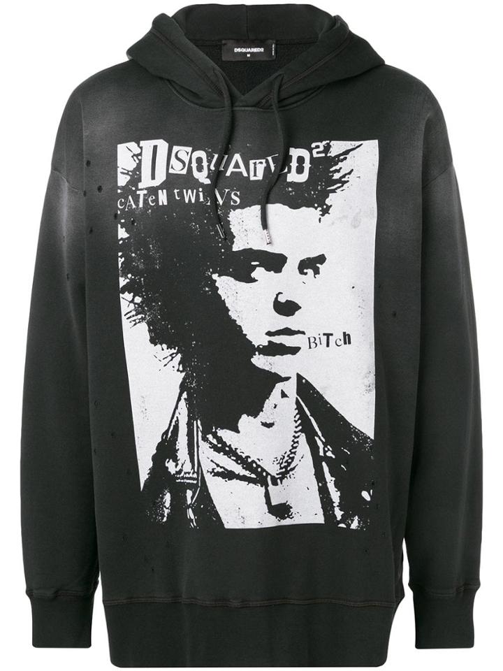 Dsquared2 Caten Twins Print Hoodie - Black