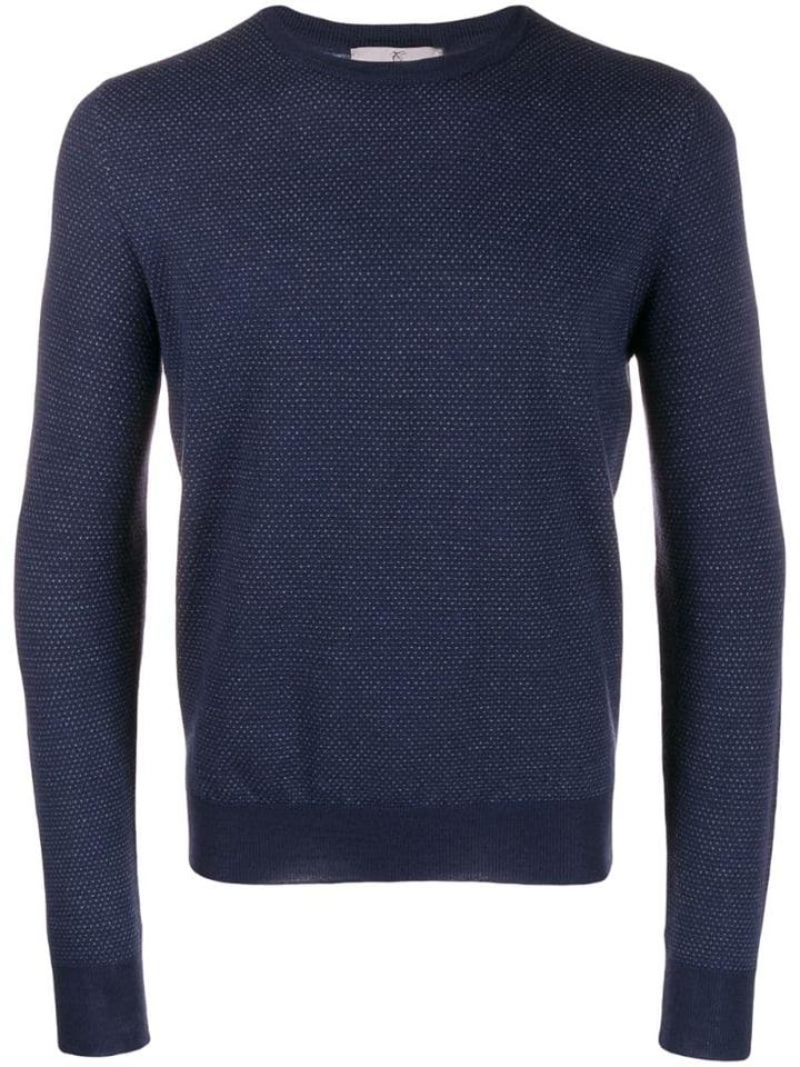 Canali Classic Mirco-dot Jumper - Blue