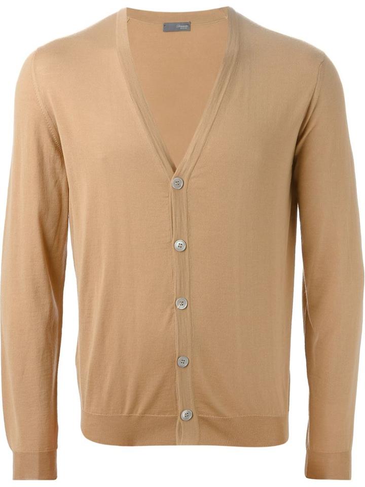 Drumohr Buttoned Cardigan, Men's, Size: 52, Nude/neutrals, Merino