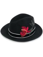 Ermanno Scervino Embroidered Fedora Hat - Black