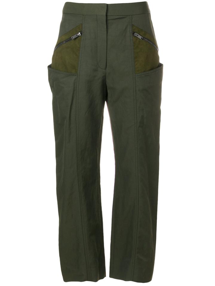 Stella Mccartney Contrast Pocket Cropped Trousers - Green