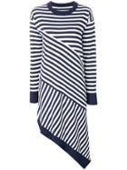 Mm6 Maison Margiela Striped Asymmetric Knitted Dress - Blue
