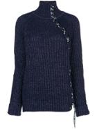 Karl Lagerfeld Lace-up Sparkle Sweater - Blue
