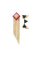 Fendi Geometric Asymmetric Earrings - Green