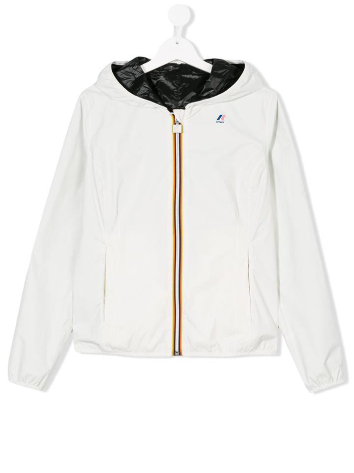 K Way Kids Teen Reversible Hooded Jacket - Nude & Neutrals