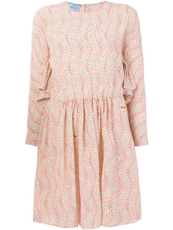 Prada Printed Long Sleeve Dress - Pink & Purple