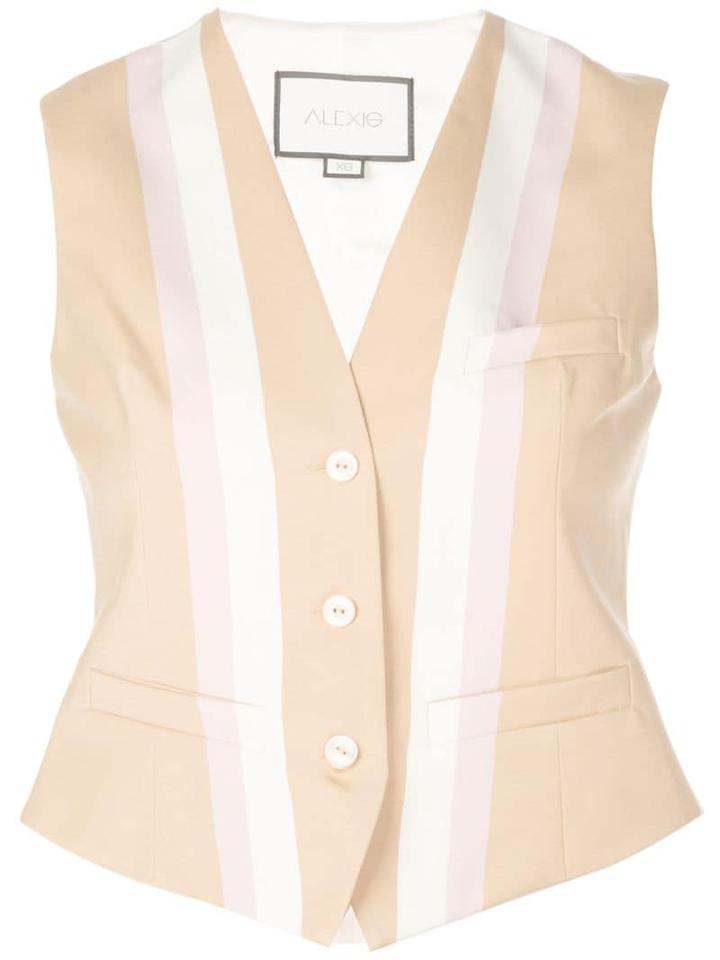 Alexis Fitted Striped Vest - Brown