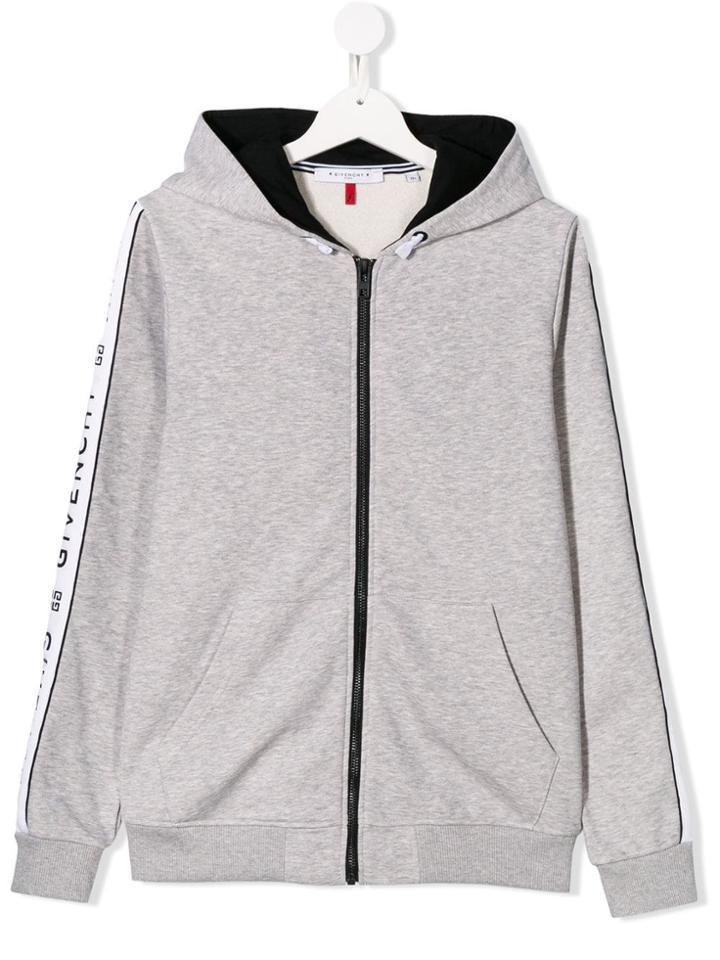Givenchy Kids Teen Logo Stripe Hoodie - Grey