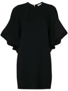 L'autre Chose Draped Sleeved Shift Dress - Black