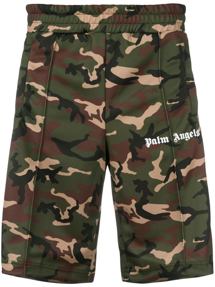 Palm Angels Camouflage Print Track Shorts - Green