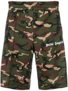 Palm Angels Camouflage Print Track Shorts - Green