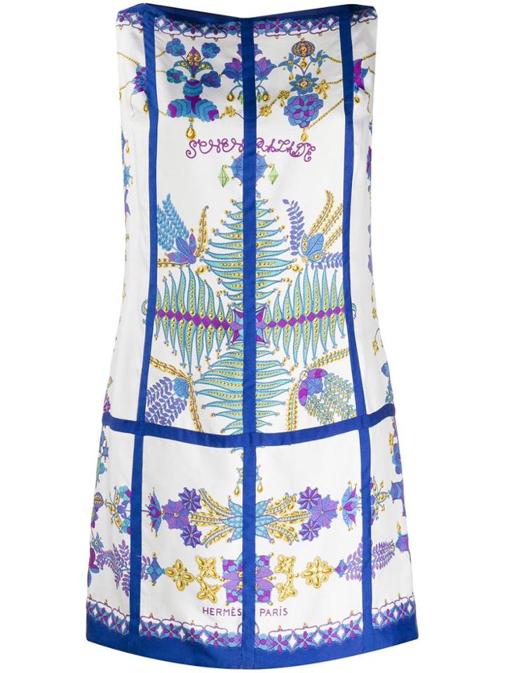 Hermès Vintage Floral Mini Dress - White