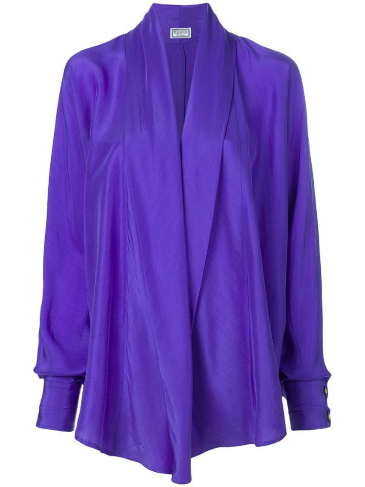 Versus Vintage Draped Waterfall Shirt - Pink & Purple
