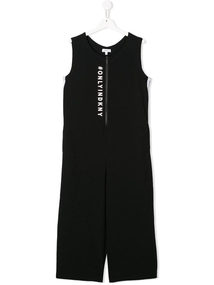 Dkny Kids Sleeveless Logo Jumpsuit - Black