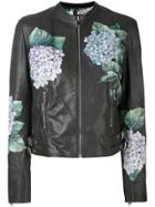 Dolce & Gabbana Hydrangea Print Biker Jacket - Grey