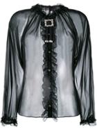 Dolce & Gabbana Sheer Ruffled Blouse, Women's, Size: 46, Black, Silk