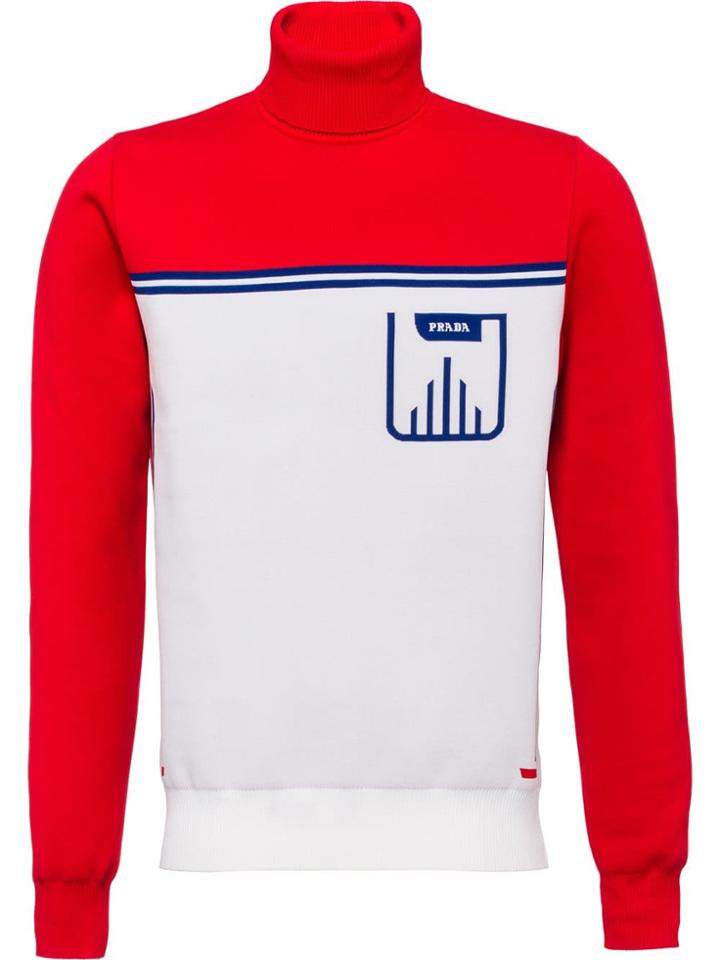 Prada Ribbed Turtleneck Sweatshirt - White