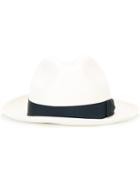 Borsalino Blue Band Trilby Hat, Adult Unisex, Size: 57, White, Straw