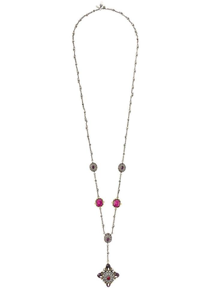 Alexander Mcqueen Long Charm Necklace, Women's, Metallic