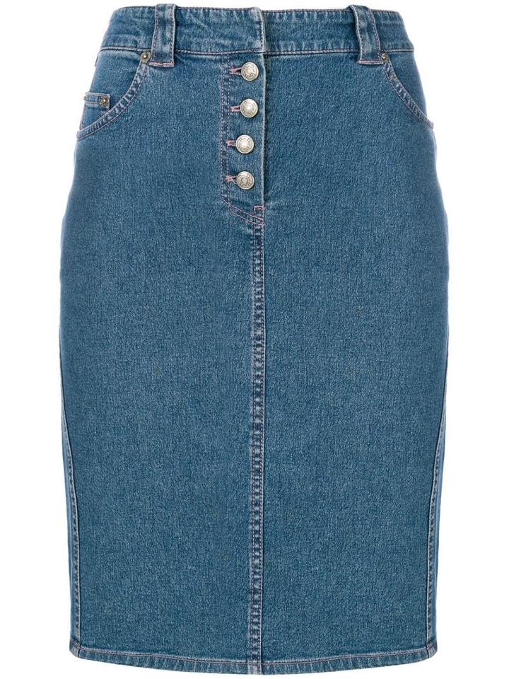 Christian Dior Pre-owned Denim Midi Skirt - Blue