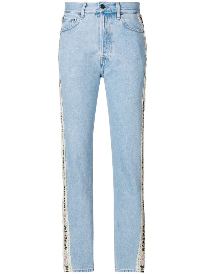 Palm Angels Lace Floral Printed Jeans - Blue