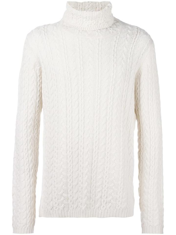 Paolo Pecora High Neck Jumper, Men's, Size: Small, White, Wool