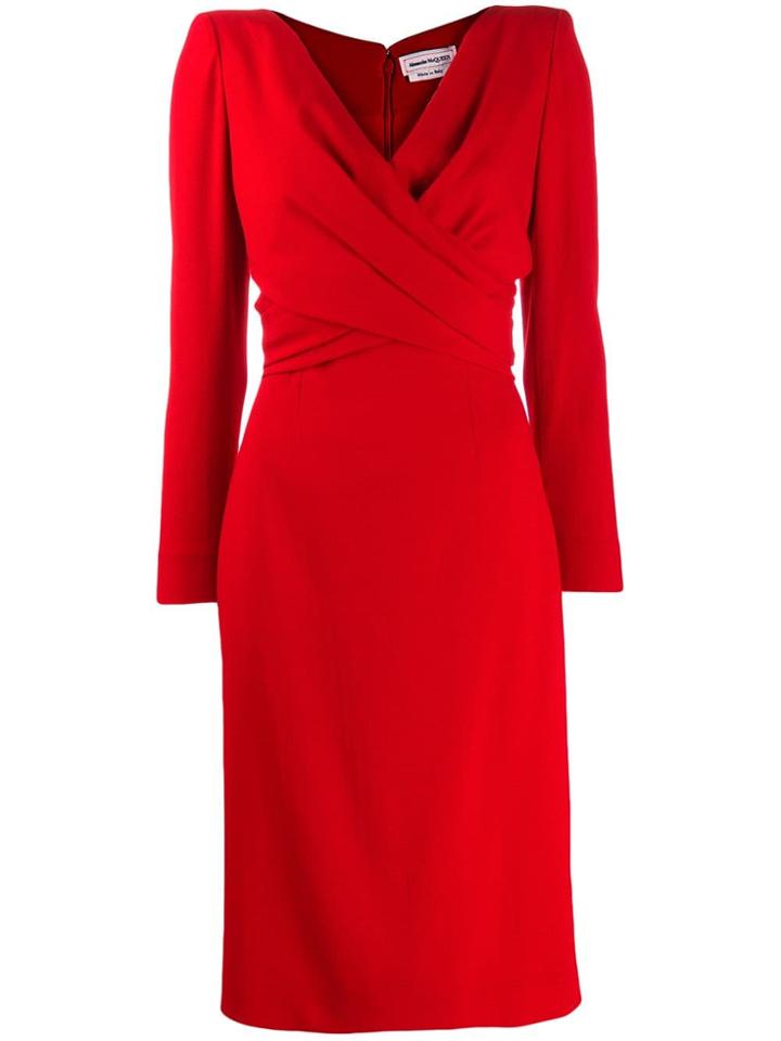 Alexander Mcqueen Draped Mid-length Dress - Red