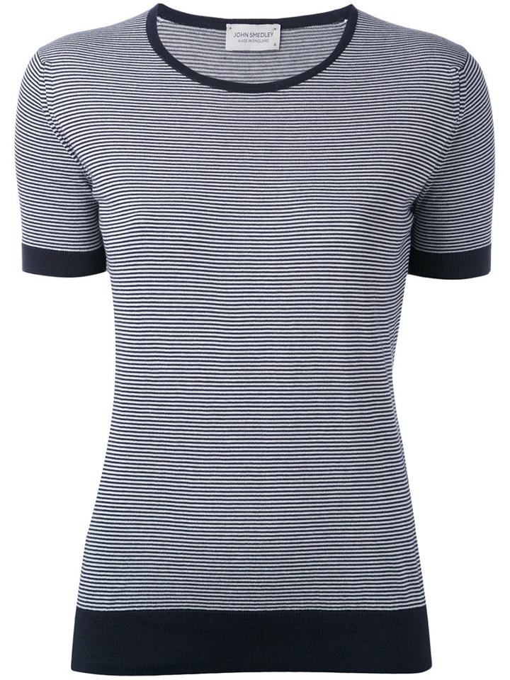 John Smedley - Striped T-shirt - Women - Cotton - S, Blue, Cotton