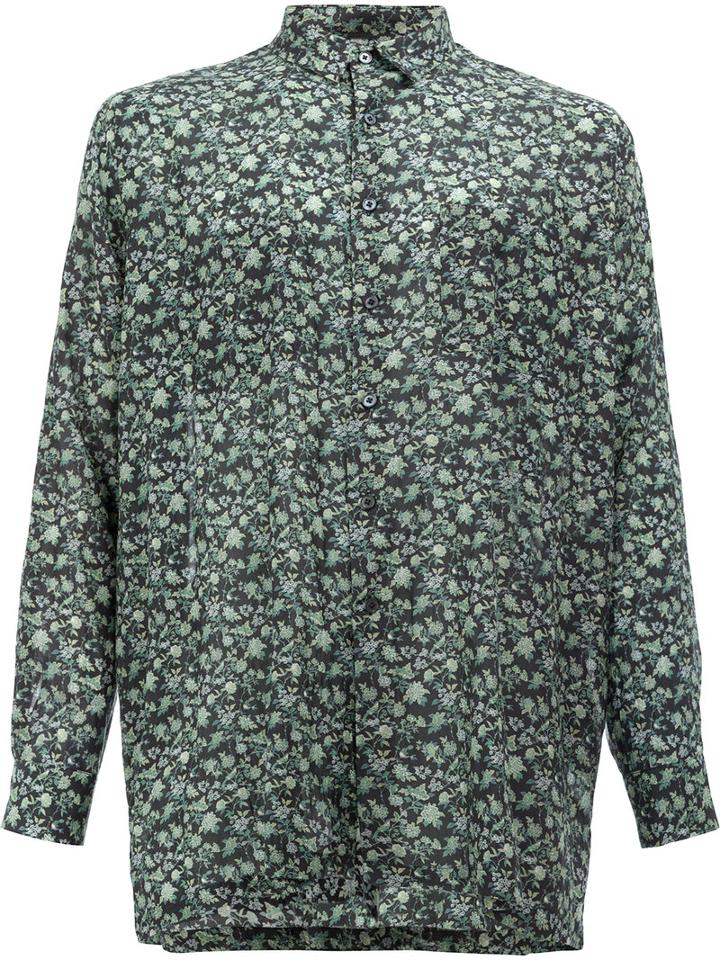 08sircus Floral Print Shirt, Size: 4, Blue, Cotton/cupro