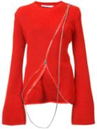 Givenchy - Asymmetric Sweater - Women - Cotton/polyamide - S, Red, Cotton/polyamide