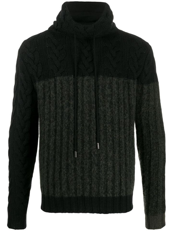 Lamberto Losani Cashmere Two-tone Jumper - Black