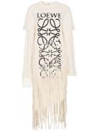 Loewe Fringe T Shirt Dress - Neutrals