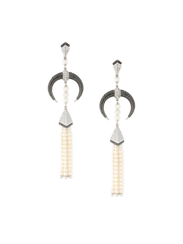 Shaun Leane 18kt Gold Tribal Deco Diamond Earrings - Metallic